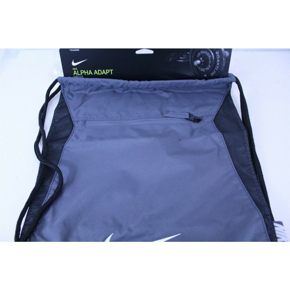 Nike Unisex Training Alpha Adapt Gym Sack Steel Grey / Black Outside Zip Pocket - Picture 2 of 9